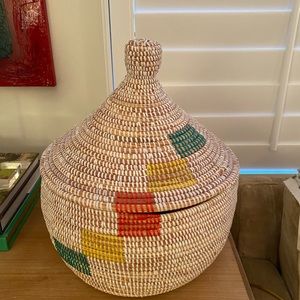 Colorful Mexican basket with lid
